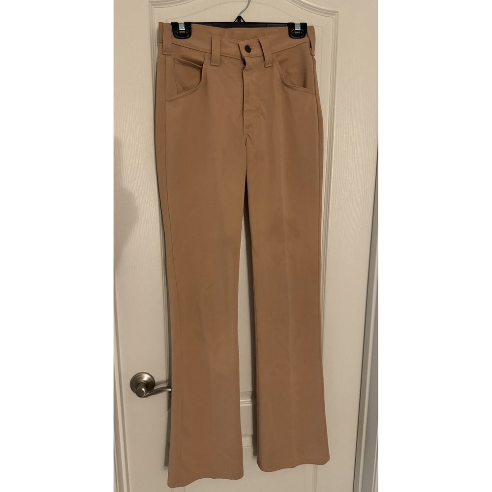 Vintage Lee Pants Men 30 X 35 Beige Polyester Cowboy Western Slacks USA 70s 80s